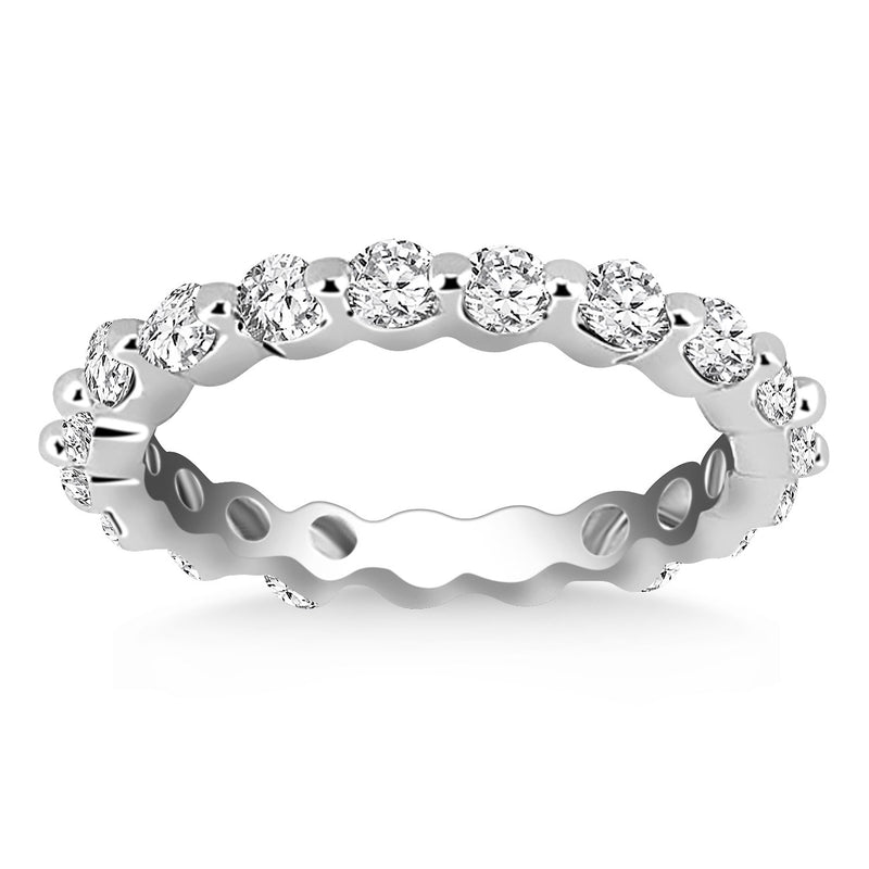 14k White Gold Common Prong Round Cut Diamond Eternity Ring - Premium Rings - Just $2970.99! Shop now at Pulse Designer Fashion