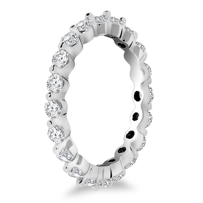 14k White Gold Common Prong Round Cut Diamond Eternity Ring - Premium Rings - Just $2970.99! Shop now at Pulse Designer Fashion