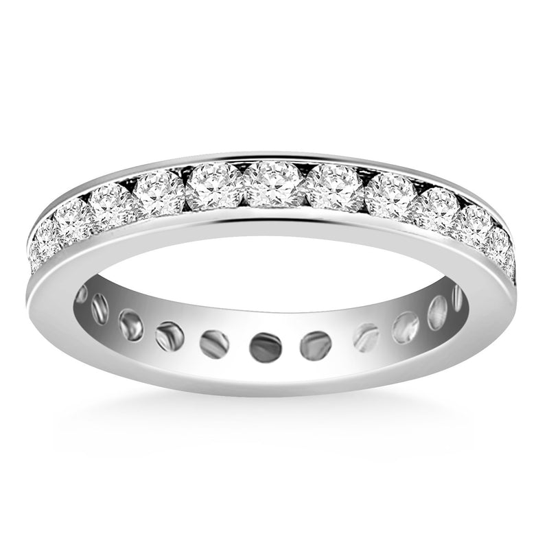 14k White Gold Eternity Ring with Channel Set Round Diamonds - Premium Rings - Just $2736.99! Shop now at Pulse Designer Fashion