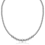 Sterling Silver Rhodium Plated Graduated Motif Polished Bead Necklace - Premium Necklaces - Just $136.99! Shop now at Pulse Designer Fashion