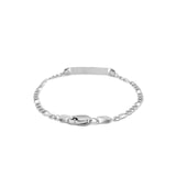 14k White Gold Figaro Chain Fancy Children's ID Bracelet - Premium Bracelets - Just $479.99! Shop now at Pulse Designer Fashion