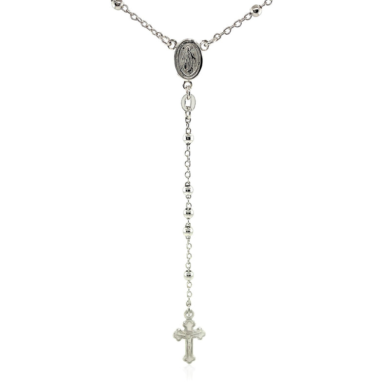 Fine Rosary Chain and Bead Necklace in Sterling Silver - Premium Necklaces - Just $102.99! Shop now at Pulse Designer Fashion