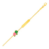 14k Yellow Gold Childrens Bracelet with Bar and Enameled Turtle - Premium Bracelets - Just $418.99! Shop now at Pulse Designer Fashion