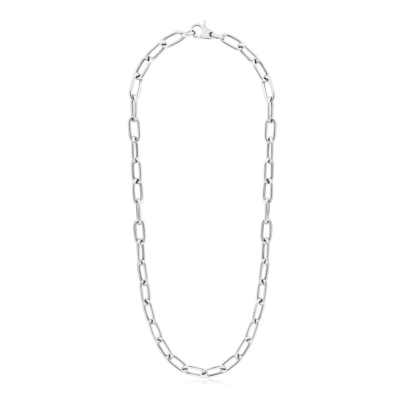 Sterling Silver Wide Paperclip Chain Necklace - Premium Necklaces - Just $193.99! Shop now at Pulse Designer Fashion