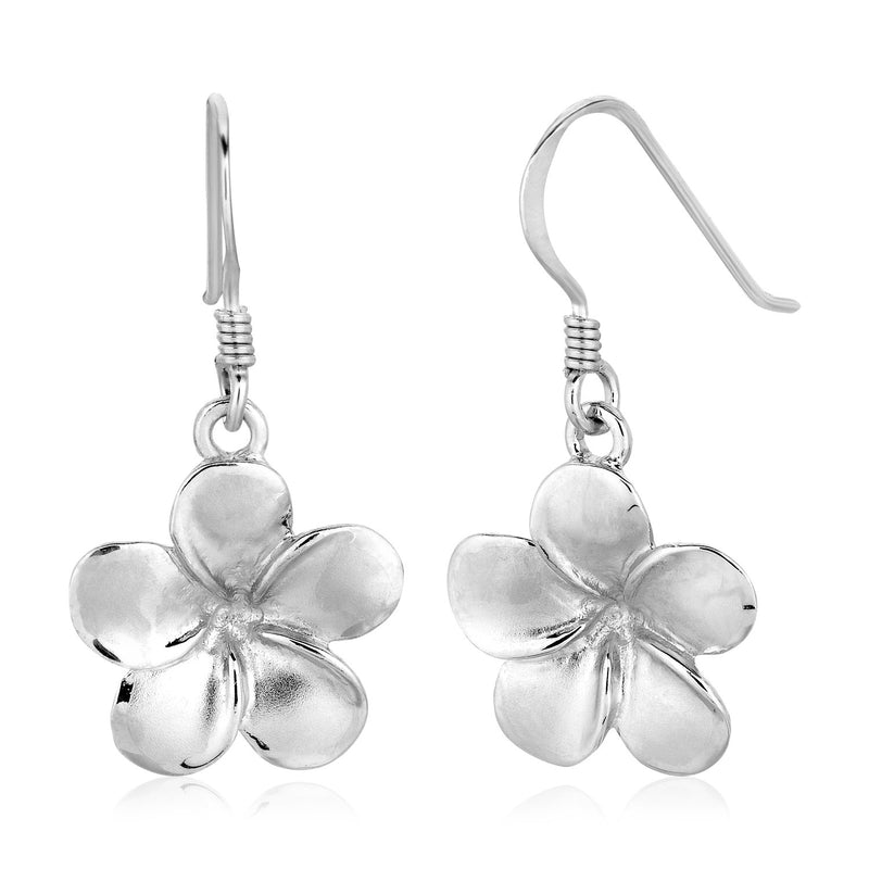 Sterling Silver Matte Textured Flower Dangle Earrings - Premium Earrings - Just $109.99! Shop now at Pulse Designer Fashion