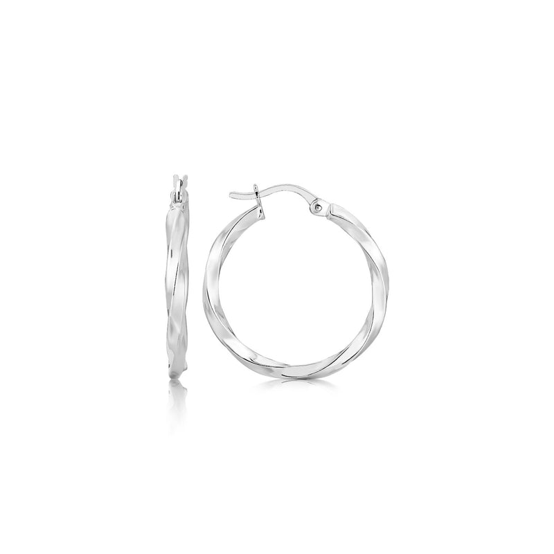 Sterling Silver Polished Spiral Motif Hoop Earrings - Premium Earrings - Just $111.99! Shop now at Pulse Designer Fashion