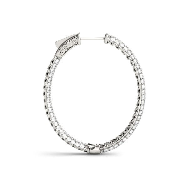 14k White Gold Diamond Hoop Double Sided Three Row Earrings (2 cttw) - Premium Earrings - Just $6842.99! Shop now at Pulse Designer Fashion