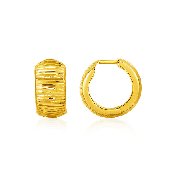 Reversible Textured and Smooth Snuggable Earrings in 10k Yellow Gold - Premium Earrings - Just $271.99! Shop now at Pulse Designer Fashion