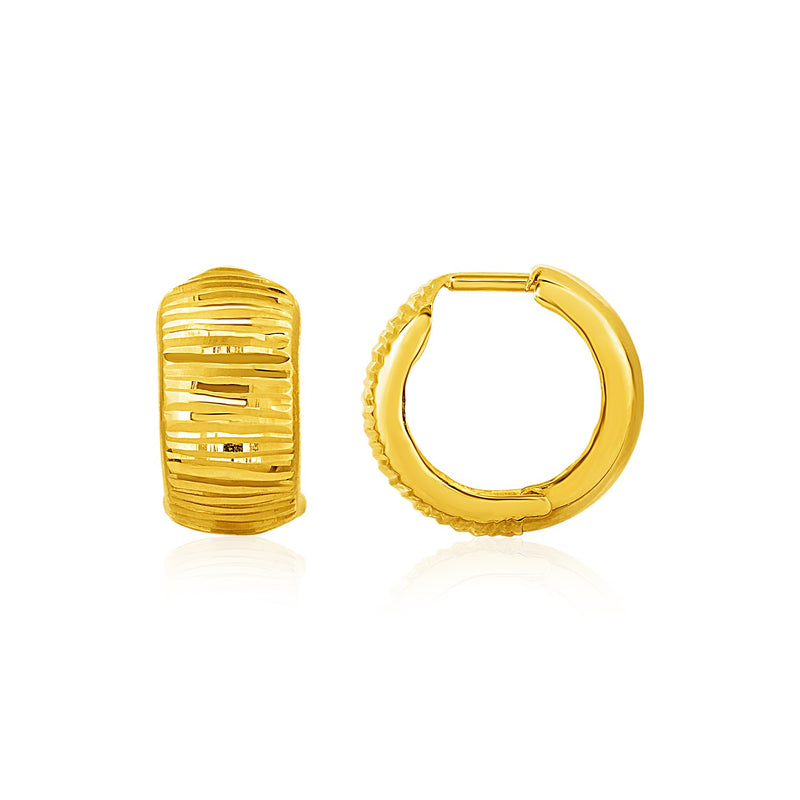 Reversible Textured and Smooth Snuggable Earrings in 10k Yellow Gold - Premium Earrings - Just $271.99! Shop now at Pulse Designer Fashion