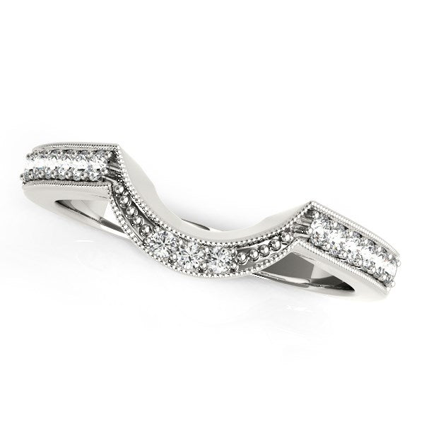 14k White Gold Round Diamond Curved Antique Wedding Band (1/4 cttw) - Premium Rings - Just $1542.99! Shop now at Pulse Designer Fashion