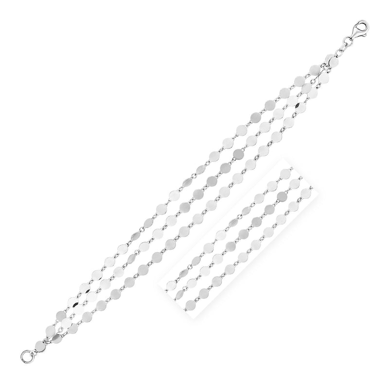 Sterling Silver Three Strand Mirror Link Bracelet - Premium Bracelets - Just $58.99! Shop now at Pulse Designer Fashion