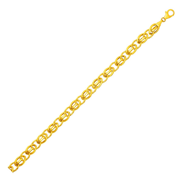 Bracelet with Oval and Twisted Interlocking Links in 14k Yellow Gold - Premium Bracelets - Just $686.99! Shop now at Pulse Designer Fashion