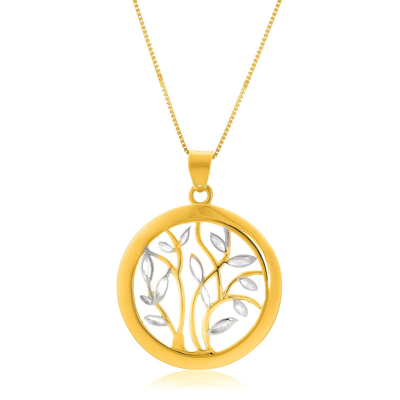 14k Two-Tone Gold Pendant with an Open Round Tree Design - Premium Pendants - Just $537.99! Shop now at Pulse Designer Fashion