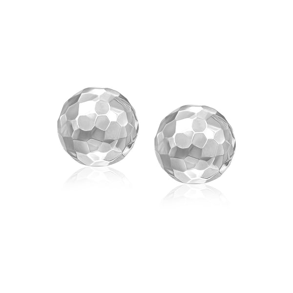 14k White Gold 7mm Round Faceted Style Stud Earrings - Premium Earrings - Just $202.99! Shop now at Pulse Designer Fashion