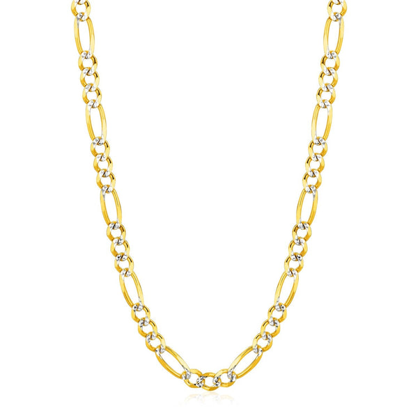 6.0mm 14K Yellow Gold Solid Pave Figaro Chain - Premium Chains - Just $3588.99! Shop now at Pulse Designer Fashion