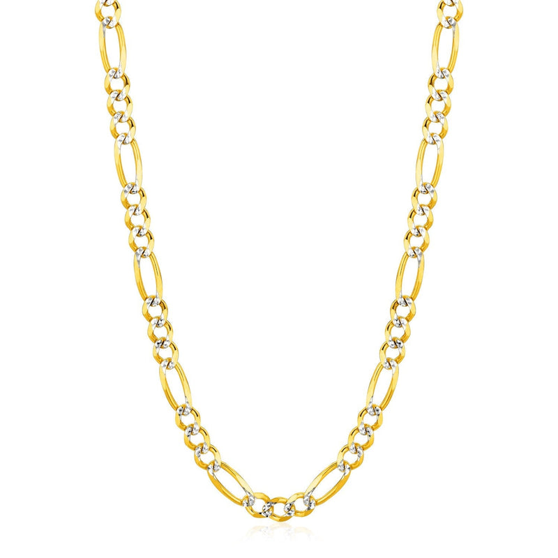 6.0mm 14K Yellow Gold Solid Pave Figaro Chain - Premium Chains - Just $3588.99! Shop now at Pulse Designer Fashion