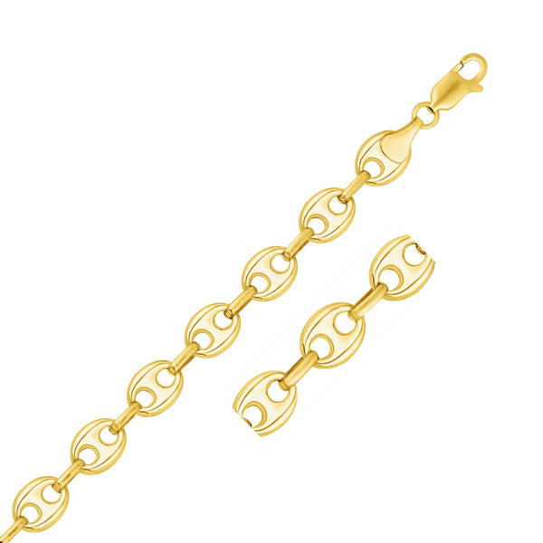 11.0mm 14k Yellow Gold Puffed Mariner Link Bracelet - Premium Bracelets - Just $1854.99! Shop now at Pulse Designer Fashion