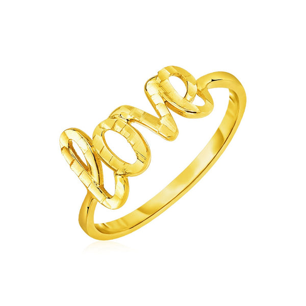 14k Yellow Gold Ring with Love - Premium Rings - Just $252.99! Shop now at Pulse Designer Fashion