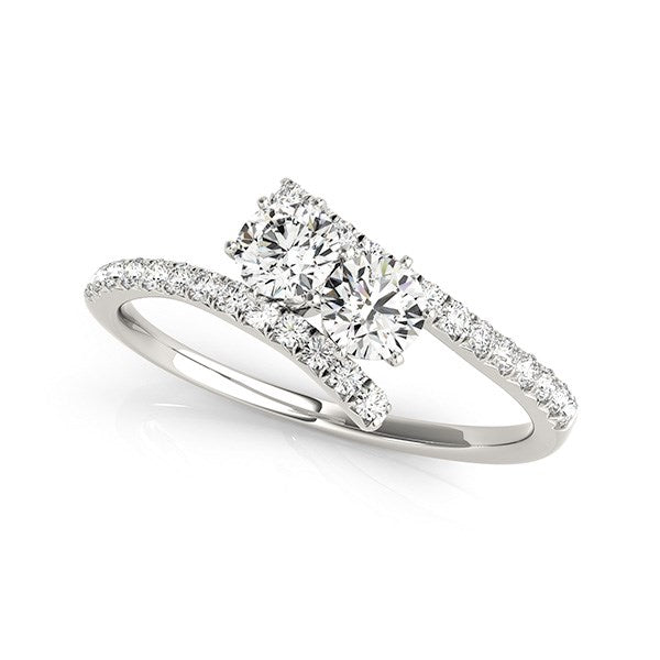 Two Stone Bypass Diamond Ring in 14k White Gold (3/4 cttw) - Premium Rings - Just $3935.99! Shop now at Pulse Designer Fashion