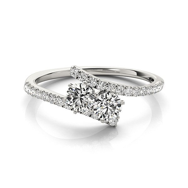 Two Stone Bypass Diamond Ring in 14k White Gold (3/4 cttw) - Premium Rings - Just $3935.99! Shop now at Pulse Designer Fashion