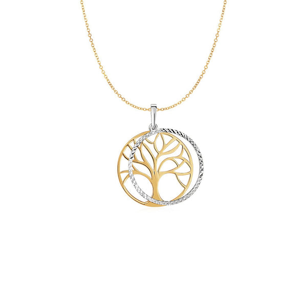 Two Layer Tree Pendant in 14k Two Tone Gold - Premium Pendants - Just $455.99! Shop now at Pulse Designer Fashion