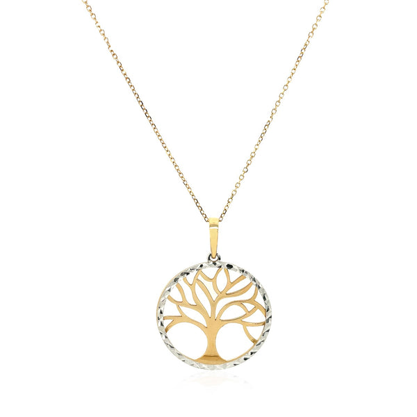 Two Layer Tree Pendant in 14k Two Tone Gold - Premium Pendants - Just $455.99! Shop now at Pulse Designer Fashion