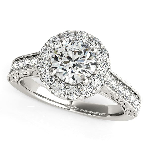 14k White Gold Round Diamond Engagement Ring with Stylish Shank (1 5/8 cttw) - Premium Rings - Just $7876.99! Shop now at Pulse Designer Fashion