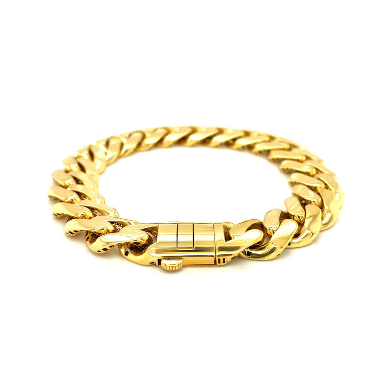 14k Yellow Gold 8 1/2 inch Wide Polished Curb Chain Bracelet - Premium Bracelets - Just $3648.99! Shop now at Pulse Designer Fashion