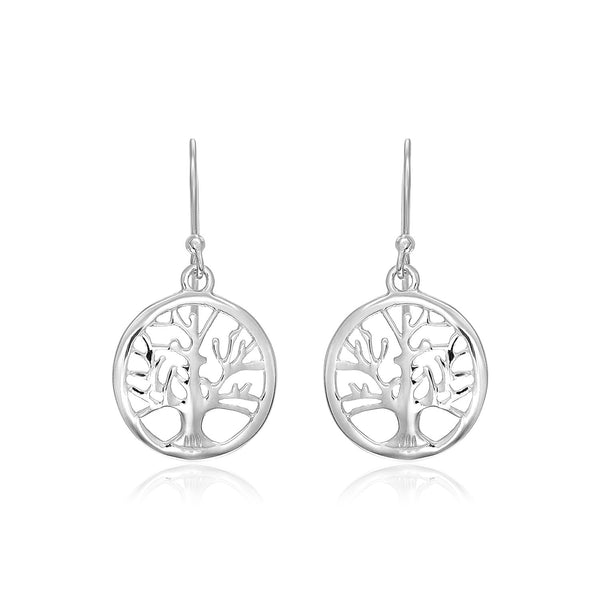 Sterling Silver Round Tree of Life Earrings - Premium Earrings - Just $66.99! Shop now at Pulse Designer Fashion