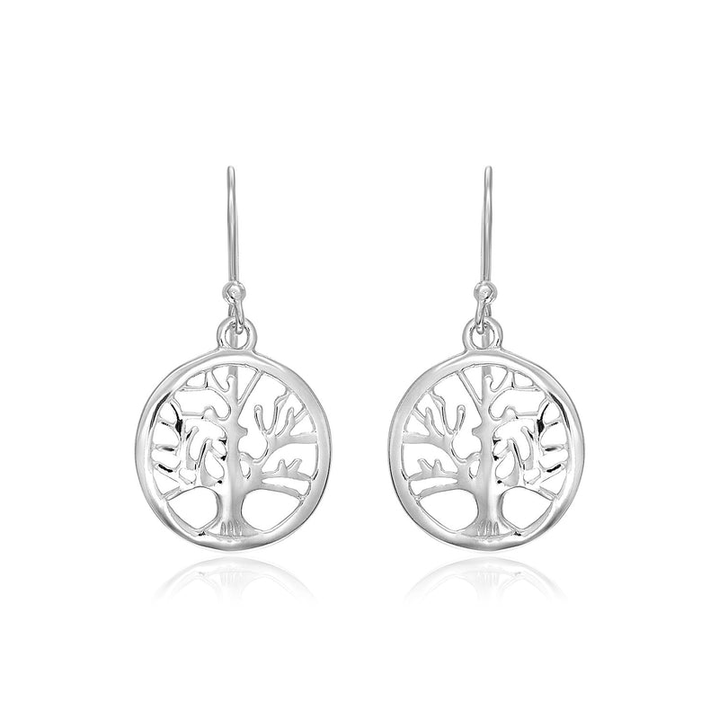 Sterling Silver Round Tree of Life Earrings - Premium Earrings - Just $66.99! Shop now at Pulse Designer Fashion