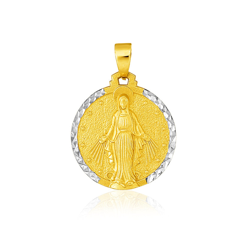 14k Two Tone Gold Round Religious Medal Pendant - Premium Pendants - Just $347.99! Shop now at Pulse Designer Fashion