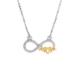 Sterling Silver Two Toned Mom Necklace with Cubic Zirconias - Premium Necklaces - Just $54.99! Shop now at Pulse Designer Fashion