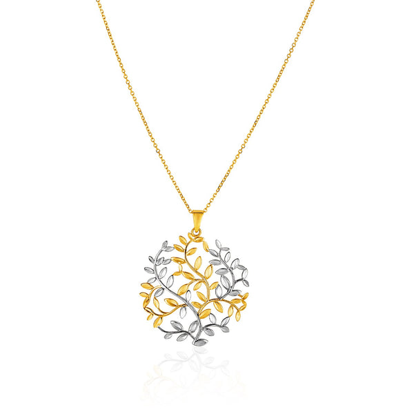 14k Two-Tone Yellow and White Gold Tree of Life Pendant - Premium Pendants - Just $579.99! Shop now at Pulse Designer Fashion