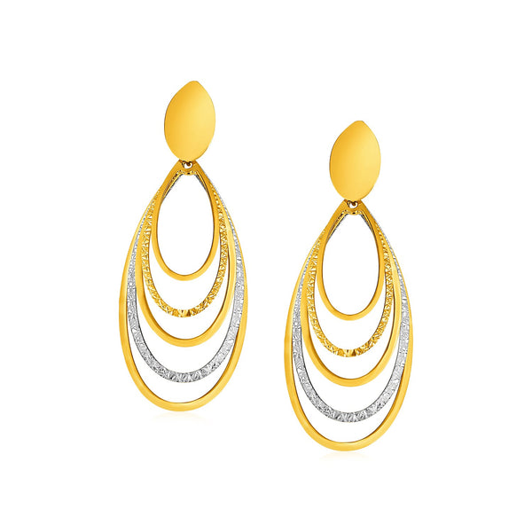 14k Two Tone Gold Two Toned Post Earrings with Graduated Ovals - Premium Earrings - Just $898.99! Shop now at Pulse Designer Fashion