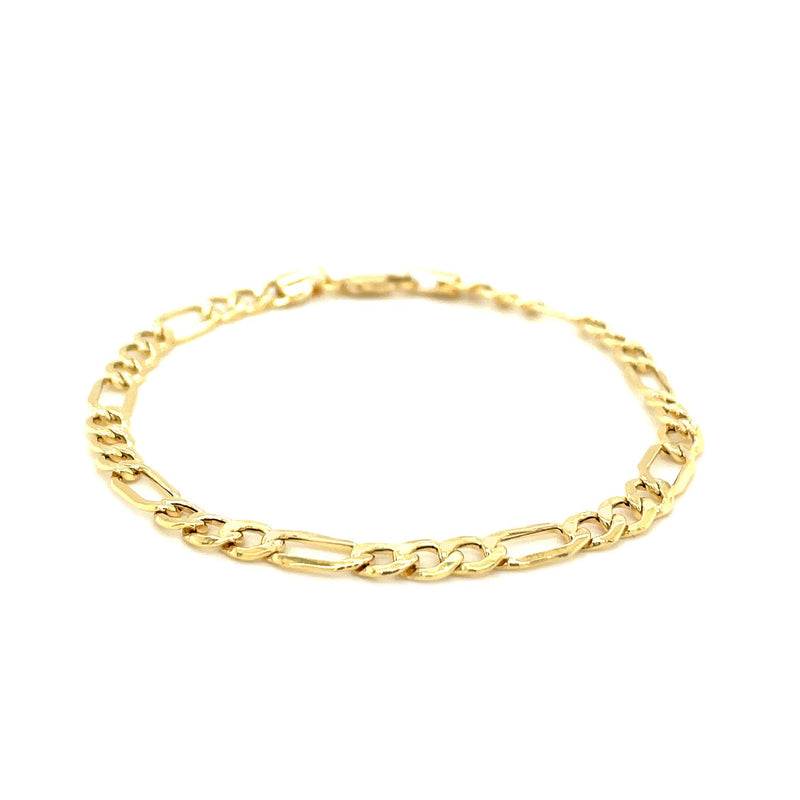 4.6mm 10k Yellow Gold Lite Figaro Bracelet - Premium Bracelets - Just $288.99! Shop now at Pulse Designer Fashion