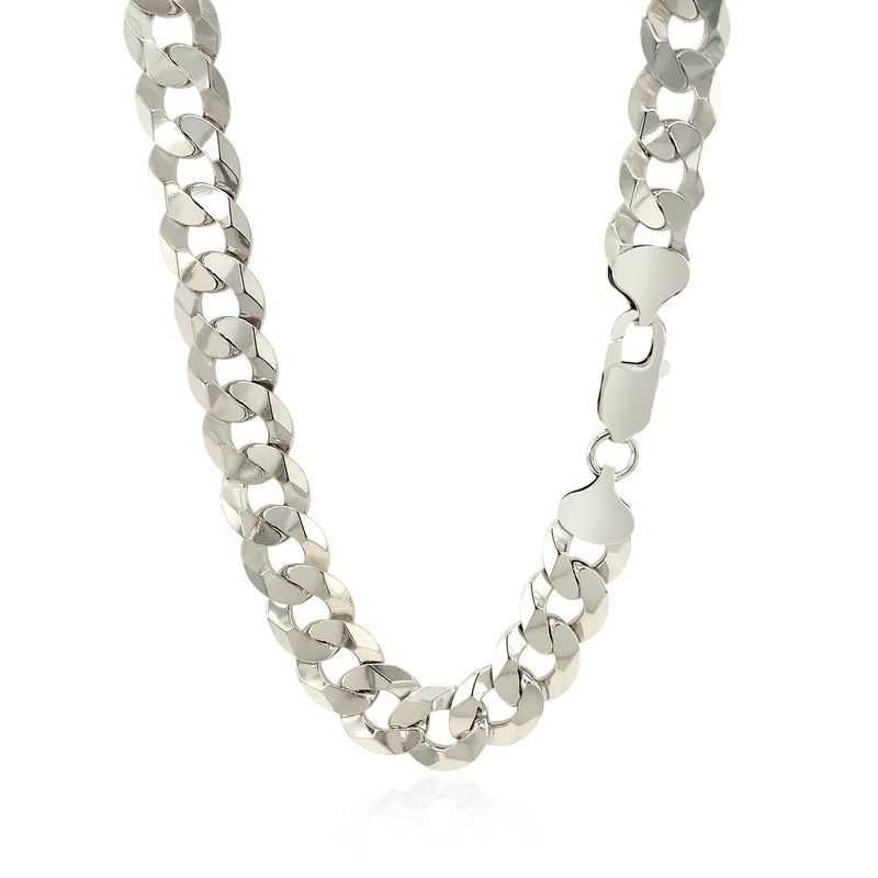 Rhodium Plated 9.5mm Sterling Silver Curb Style Chain - Premium Chains - Just $479.99! Shop now at Pulse Designer Fashion