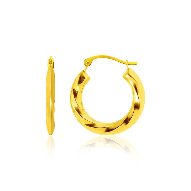 14k Yellow Gold Wavy Texture Hoop Earrings - Premium Earrings - Just $144.99! Shop now at Pulse Designer Fashion