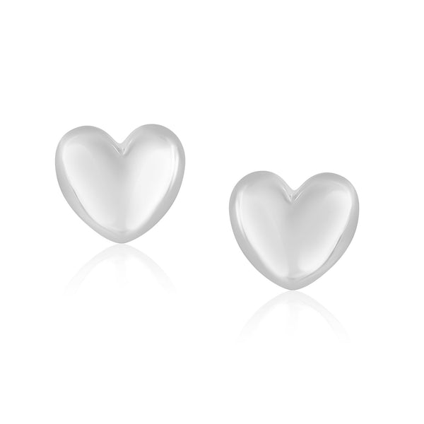 14k White Gold Puffed Heart Shape Shiny Earrings - Premium Earrings - Just $249.99! Shop now at Pulse Designer Fashion