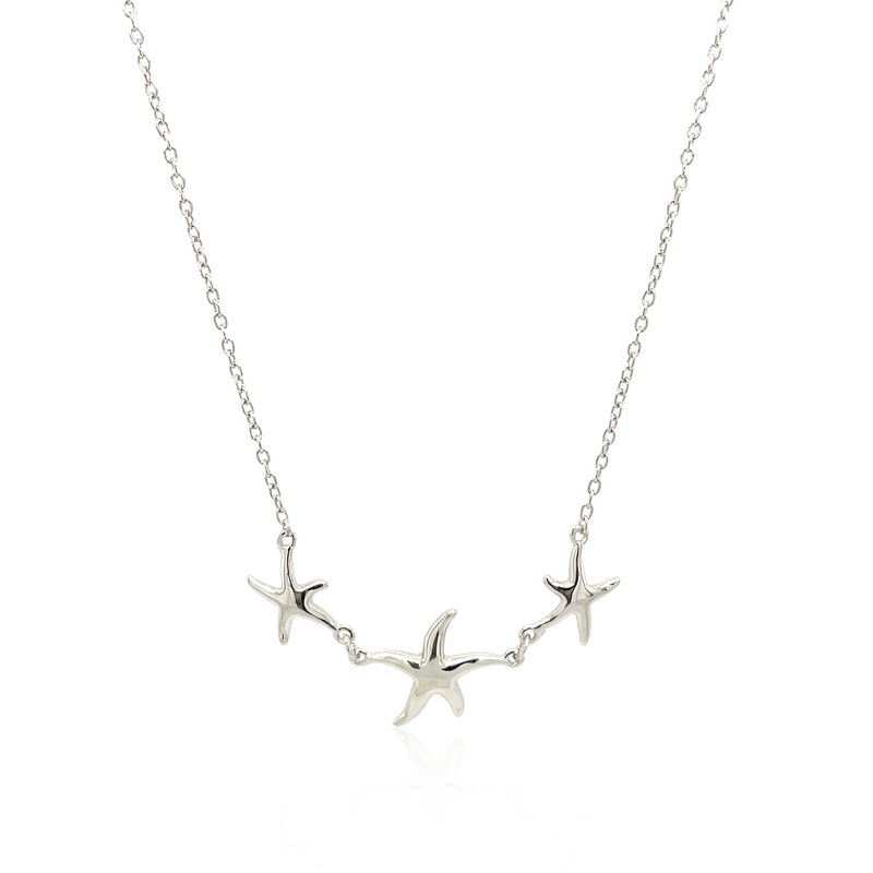 Sterling Silver Necklace with Three Starfish - Premium Necklaces - Just $44.99! Shop now at Pulse Designer Fashion