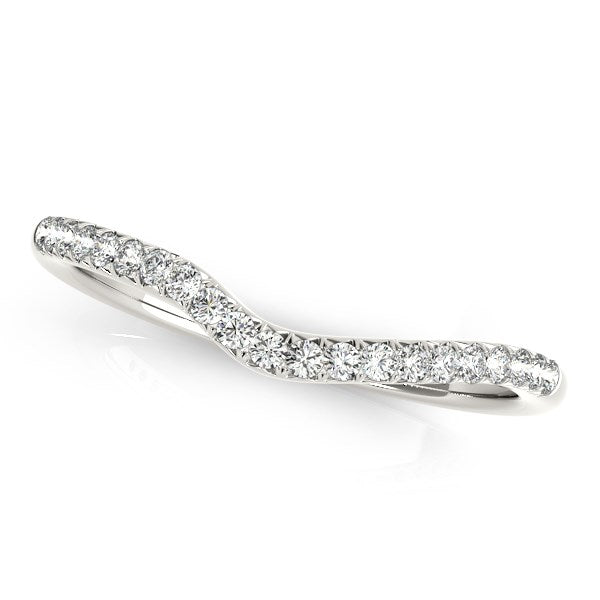 14k White Gold Curved Pave Diamond Wedding Ring (1/4 cttw) - Premium Rings - Just $1359.99! Shop now at Pulse Designer Fashion