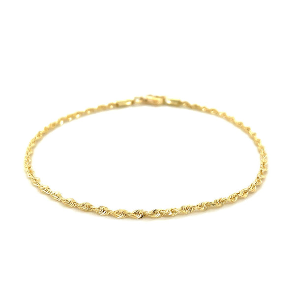 2.0mm 10k Yellow Gold Solid Diamond Cut Rope Bracelet - Premium Bracelets - Just $218.99! Shop now at Pulse Designer Fashion