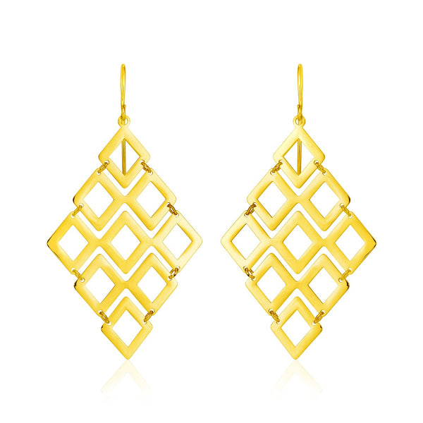 14k Yellow Gold Earrings with Polished Open Diamond Motifs - Premium Earrings - Just $408.99! Shop now at Pulse Designer Fashion