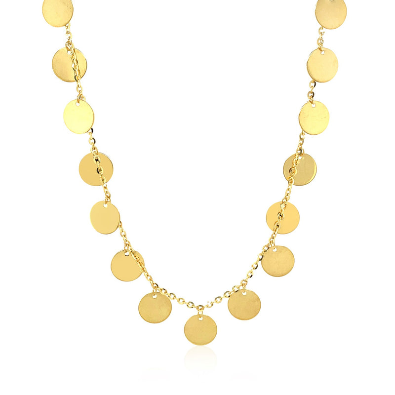 Choker Necklace with Polished Discs in 14k Yellow Gold - Premium Necklaces - Just $853.99! Shop now at Pulse Designer Fashion