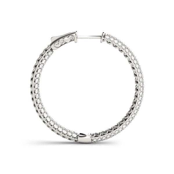 14k White Gold Two Row Pave Set Diamond Hoop Earrings (7 cttw) - Premium Earrings - Just $15980.99! Shop now at Pulse Designer Fashion