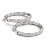 14k White Gold Two Row Pave Set Diamond Hoop Earrings (7 cttw) - Premium Earrings - Just $15980.99! Shop now at Pulse Designer Fashion