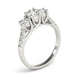 14k White Gold Trellis Set 3 Stone Round Diamond Engagement Ring (1 1/8 cttw) - Premium Rings - Just $4395.99! Shop now at Pulse Designer Fashion