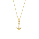 14k Yellow Gold Cable Chain with Anchor Pendant - Premium Pendants - Just $339.99! Shop now at Pulse Designer Fashion