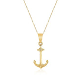 14k Yellow Gold Cable Chain with Anchor Pendant - Premium Pendants - Just $339.99! Shop now at Pulse Designer Fashion