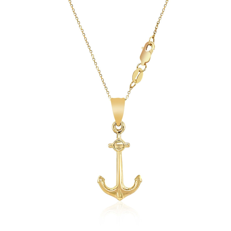 14k Yellow Gold Cable Chain with Anchor Pendant - Premium Pendants - Just $339.99! Shop now at Pulse Designer Fashion