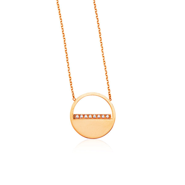 14k Rose Gold Circle Necklace with Diamonds - Premium Necklaces - Just $675.99! Shop now at Pulse Designer Fashion